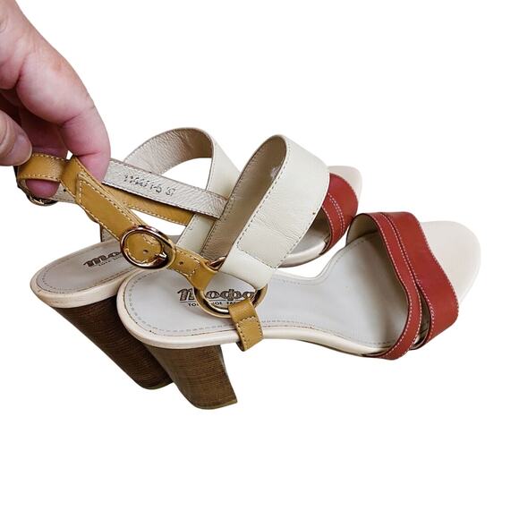Modpa Tofa Shoes High Heel Sandals Tan Cream Leather Strappy Elegant EU size 37 - Picture 4 of 11